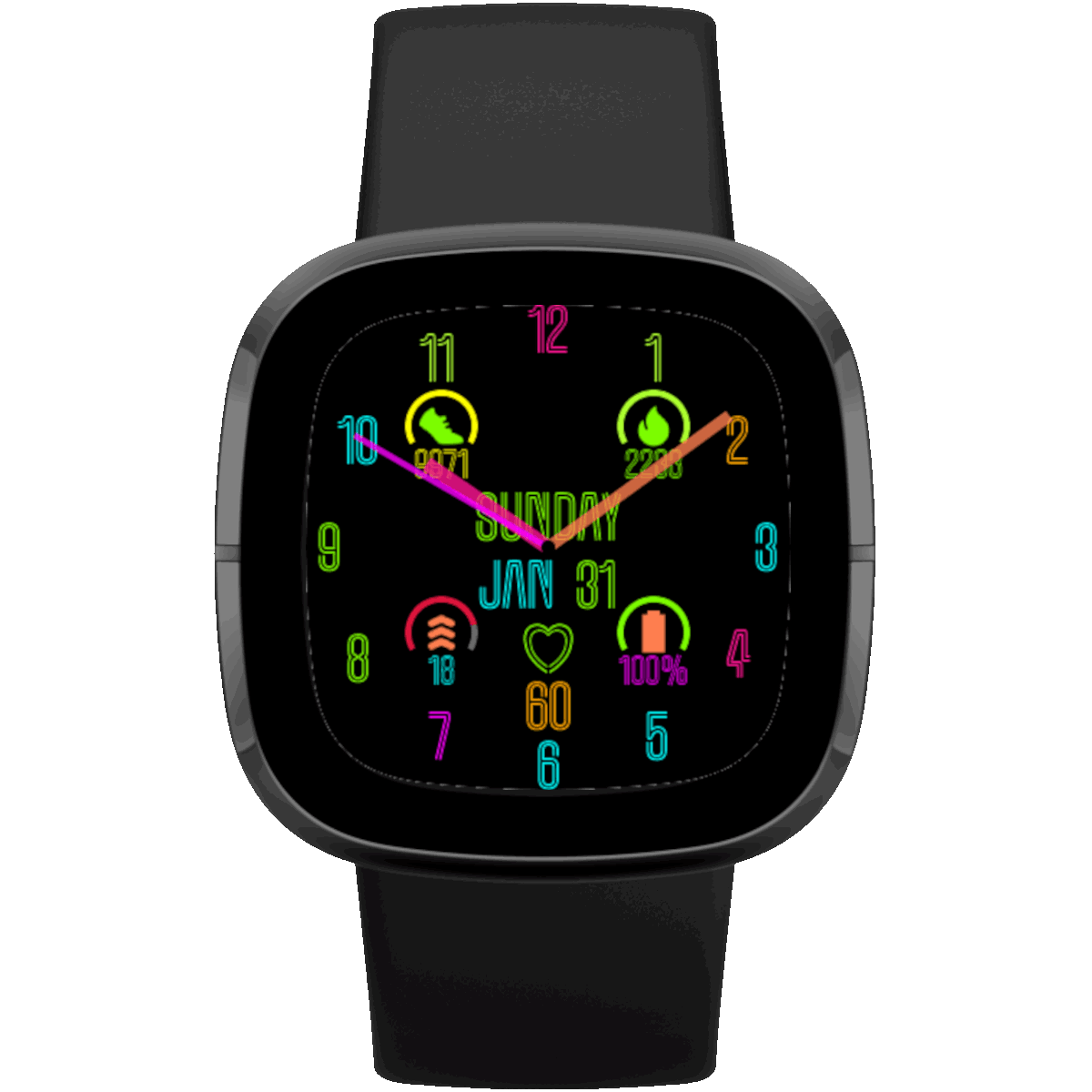 Neon Flash Analog Animated Colorful Watch Face