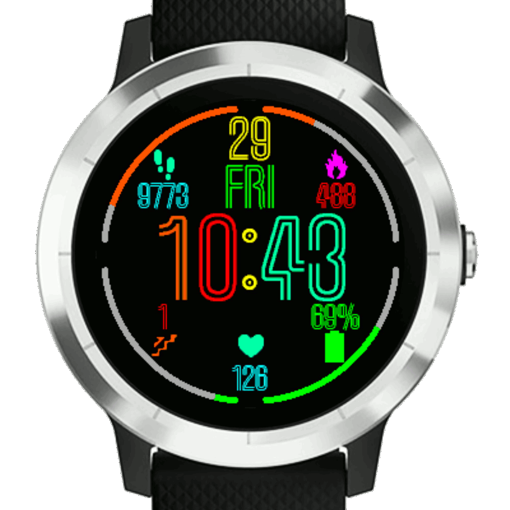 Animated Neon Flash Digital Watch Face with millions of color combos